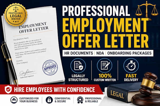 write a professional employment offer letter and onboarding package