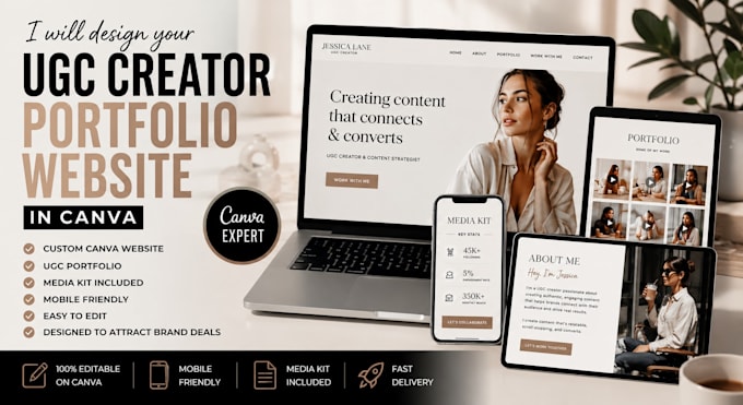 design a professional ugc portfolio website in canva