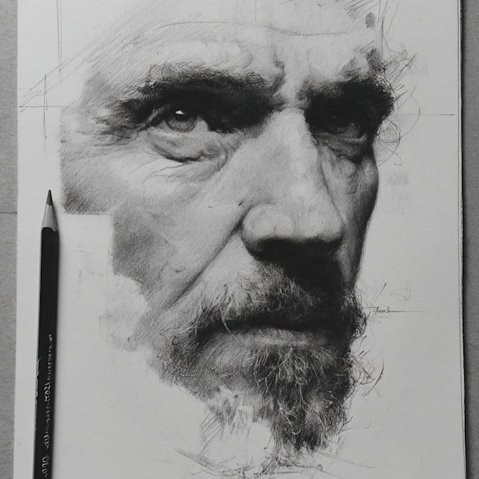 high quality realistic pencil charcoal portrait