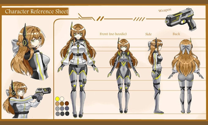 draw anime character reference sheet for oc vtuber and character design