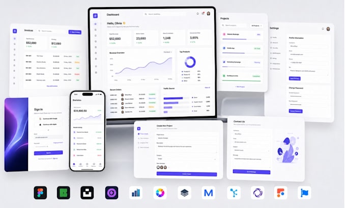 figma saas dashboard and web app UI UX design with interactive prototype