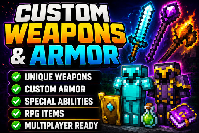 create custom weapons, armor, and items for minecraft mods