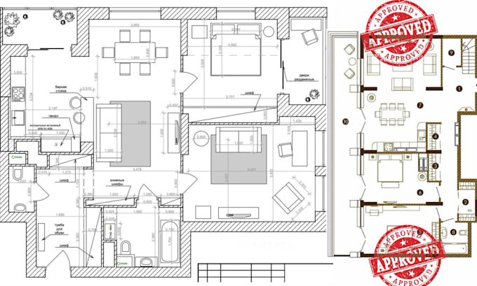 do architectural plan, floor plan and city permit drawings