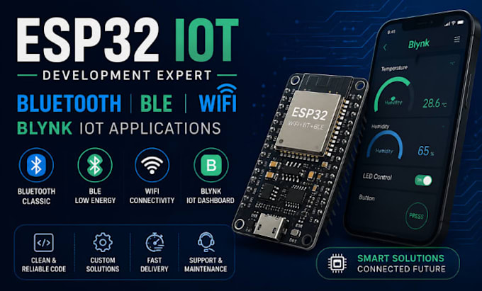 develop esp32 bluetooth ble wifi and blynk iot applications