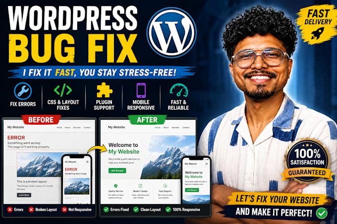fix wordpress bugs, errors, CSS issues, and website problems