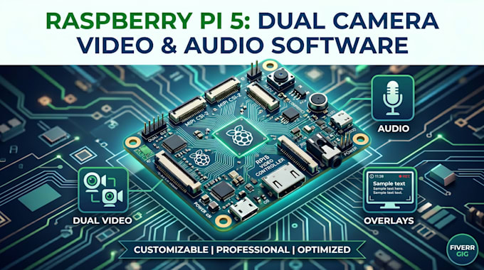 custom raspberry pi 5 software for dual camera video recording, audio, overlay
