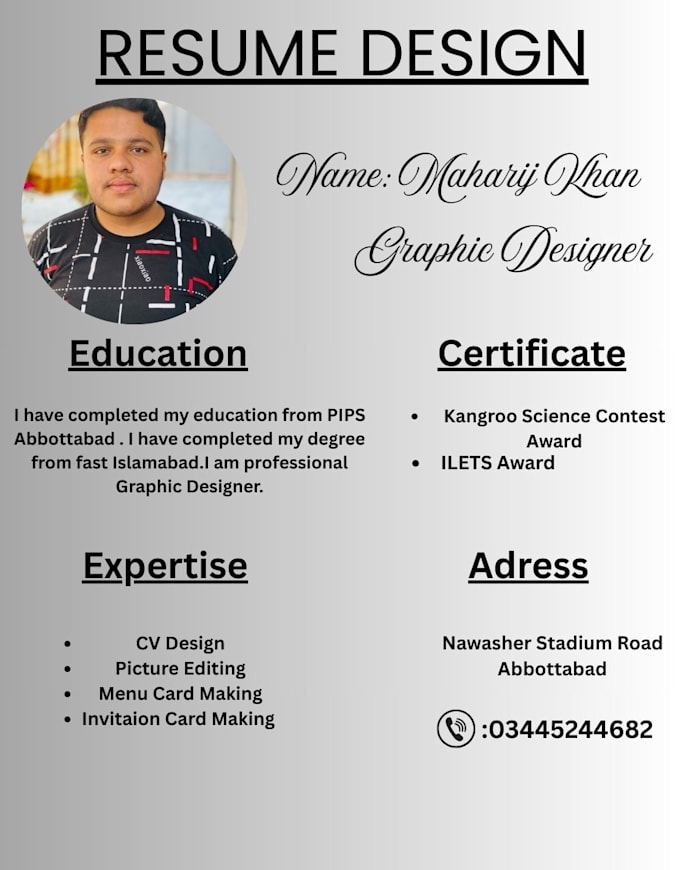 design an attractive and professional CV