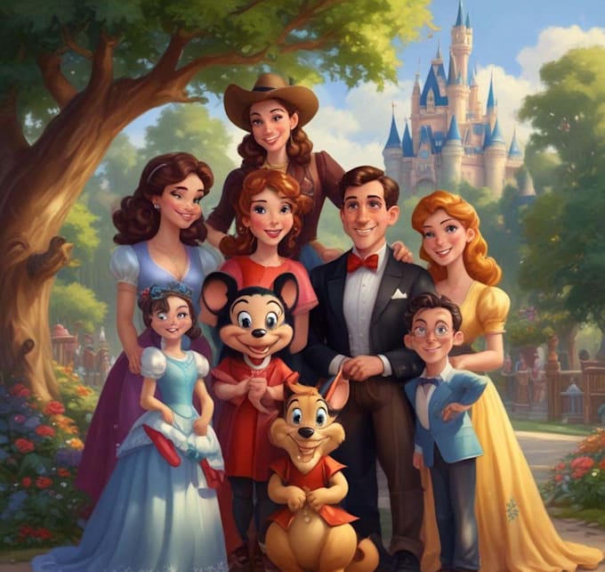 design a professional disney family portrait