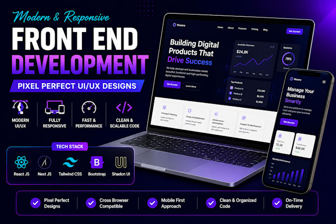 Build modern frontend website using react next js and tailwind css by ...