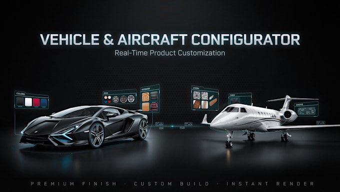 create a car aircraft 3d configurator using three js webgl for websites