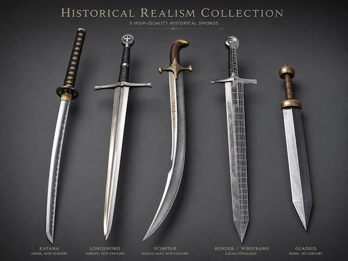 do 3d weapon model sword high detail blade modeling combat prop 3d weapon model
