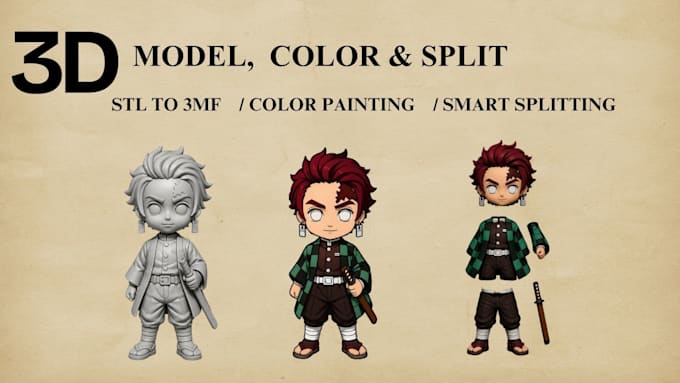 convert 2d to 3d, add color and split 3d models convert stl to 3mf