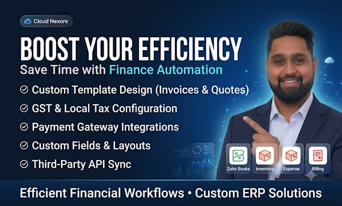 setup zoho books, inventory, billing and finance automation