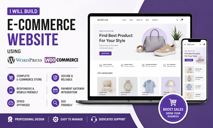 ecommerce website wordpress website shopify website woocommerce store and blogs