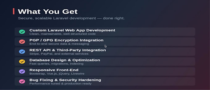 develop secure PHP laravel web app with pgp encryption and API