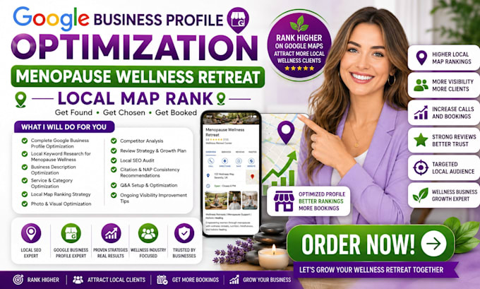 google business profile optimization menopause wellness retreat local map rank