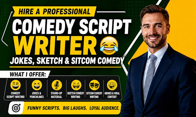 write and edit a comedy script, sitcom, sketch, or standup comedy screenplay