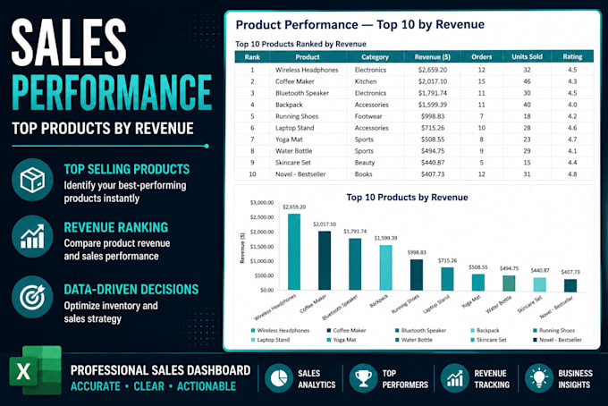 create a professional sales analytics dashboard in excel