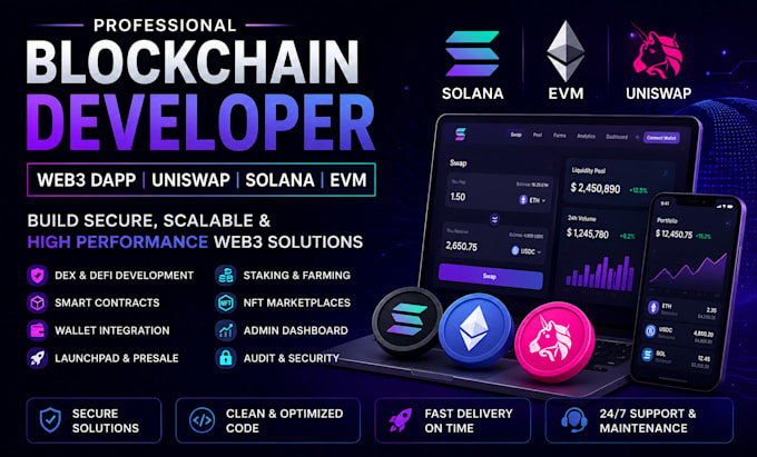 develop web3 dapp defi platform dex uniswap clone on solana evm