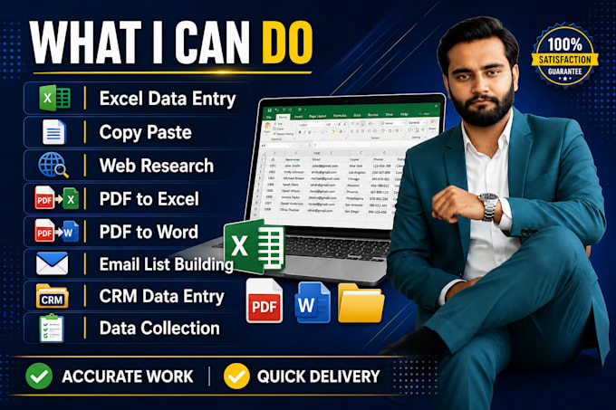 do accurate data entry, excel data entry, copy paste and web research
