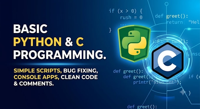 solve basic python and c programming tasks