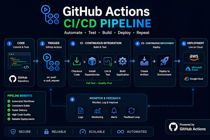 create professional github readme, optimize github profile and setup ci  cd
