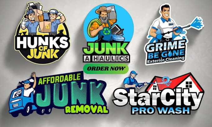 junk removal pressure washing cleaning logo design