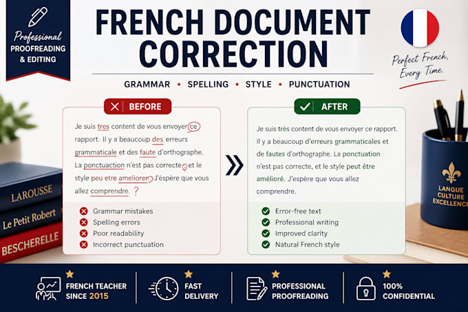 proofread and correct french documents