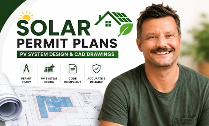 solar permit plan drawings, pv system technical drawings, renewable cad