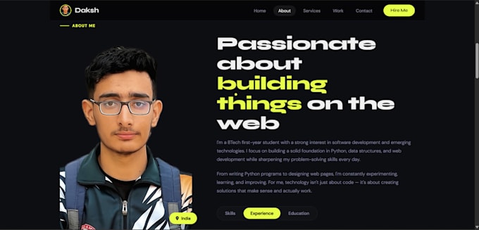 create a modern and responsive personal portfolio website