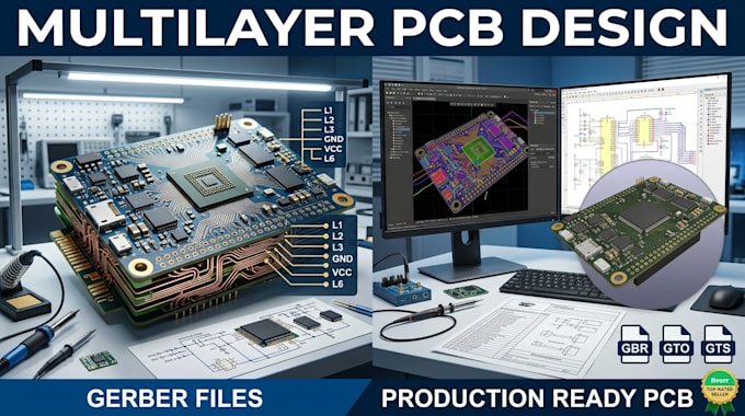 create multilayer pcb layout, schematic design and gerber files