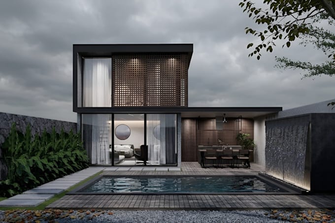 do 3d modeling and interior design bali style villas