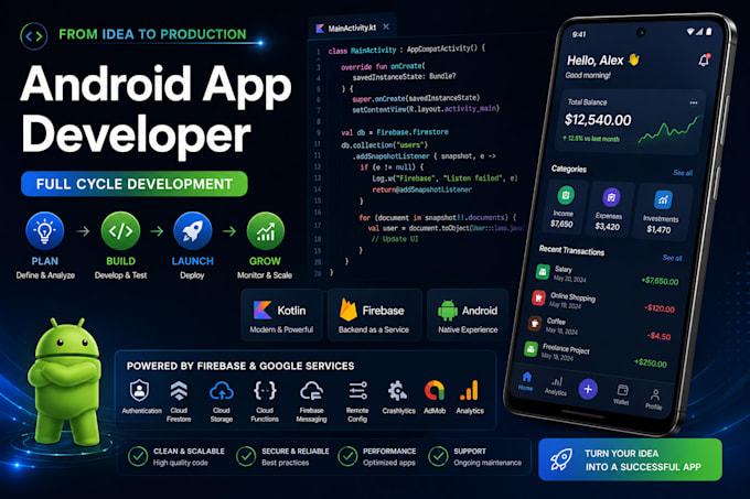 build a native android app with kotlin and firebase