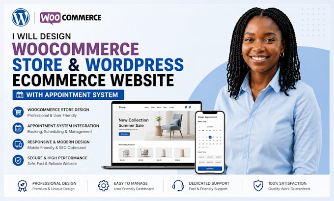 woocommerce store design, wordpress ecommerce website with appointment system