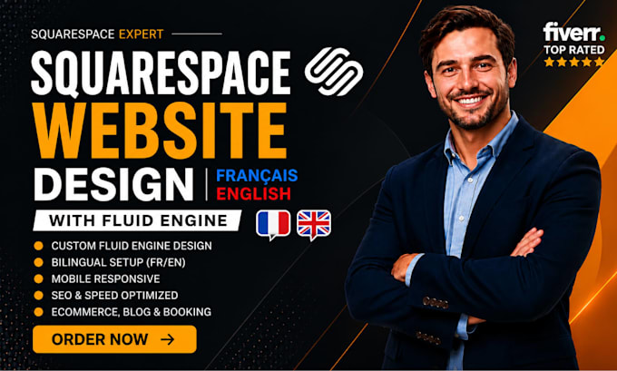 design a bilingual french english squarespace website with fluid engine