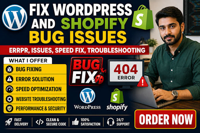 fix wordpress issues fix wordpress errors wordpress bug fix shopify bug fix