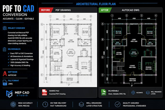 do autocad drafting, scanned pdf or sketch to autocad drawing