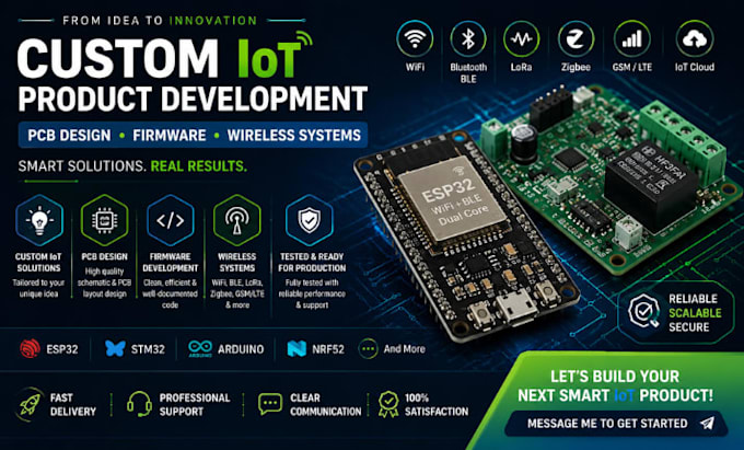 design custom iot products, pcb layout, firmware and wireless systems