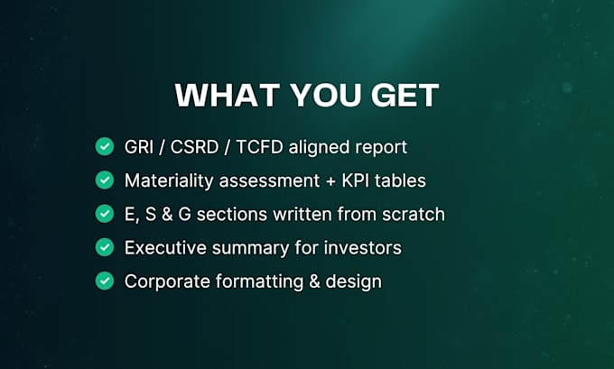write your esg sustainability report for gri csrd compliance