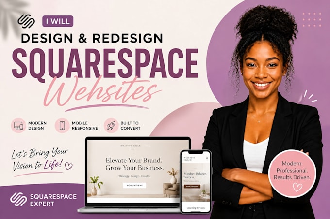 build a modern squarespace website, revamp or redesign squarespace landing page