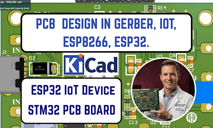 do esp32 pcb design, esp8266 iot pcb layout and gerber files for startups makers