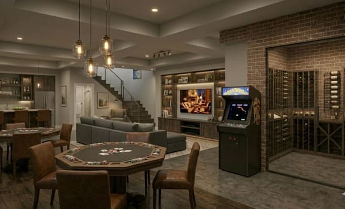 do any 3d basement design with realistic 3d rendering
