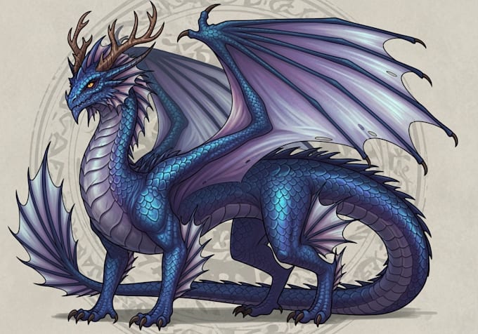 create dragon creature illustration, character design for you