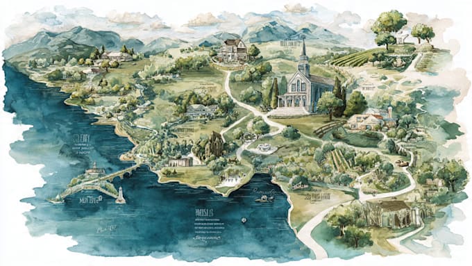 do custom watercolor wedding map