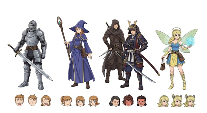design character sprites for rpgs, visual novels in my style