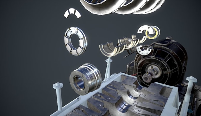 create 3d mechanical cad model,compressor, generators,equipment design,rendering