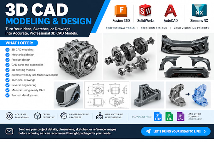 design 3d cad models, mechanical designs and product models