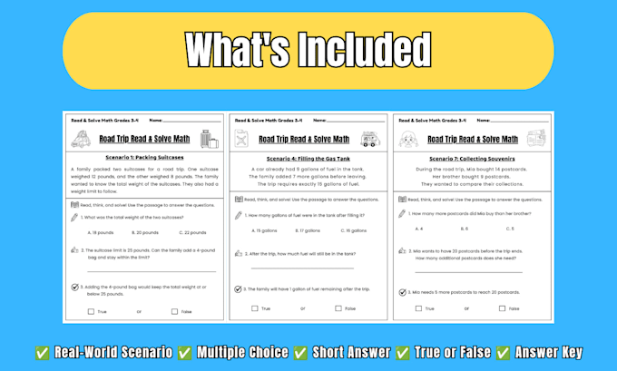 create real world math word problems for grades 3 to 4