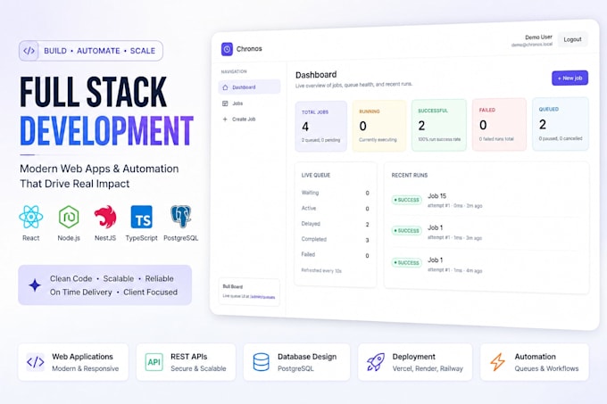develop a react, node js or nestjs web application