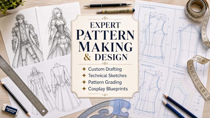 make cosplay sewing patterns, grading, and garment design instructions